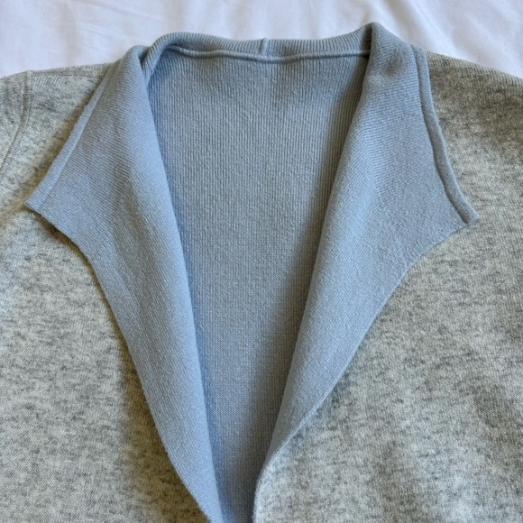 LOFT Reversible Blue & Gray Wool Blend Sweater Jacket Cardigan Coatigan Sz S - Picture 9 of 9